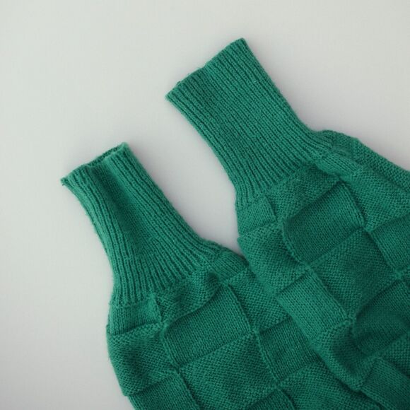 Women's Sweater S Woven Green Tight Knit Crew Neck Ribbed Long Sleeve Pullover - Picture 3 of 10